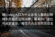 糖心vlog入口为什么会有人看完后情绪失控最近这阵动静，藏着的门道比传闻更复杂，难怪风向会突然拐过去
