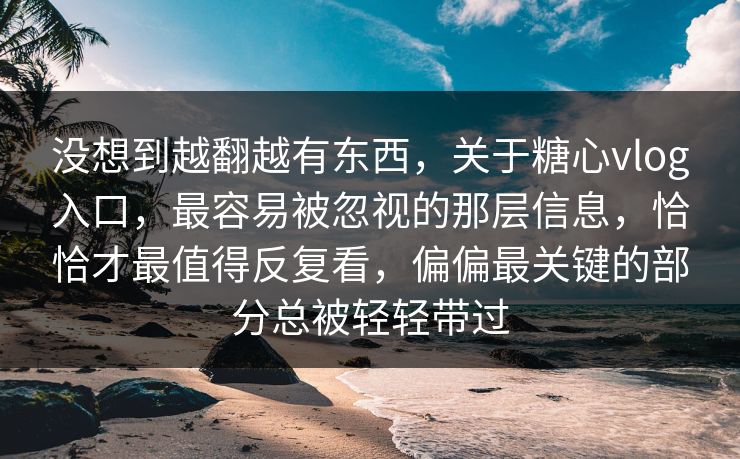 没想到越翻越有东西，关于糖心vlog入口，最容易被忽视的那层信息，恰恰才最值得反复看，偏偏最关键的部分总被轻轻带过