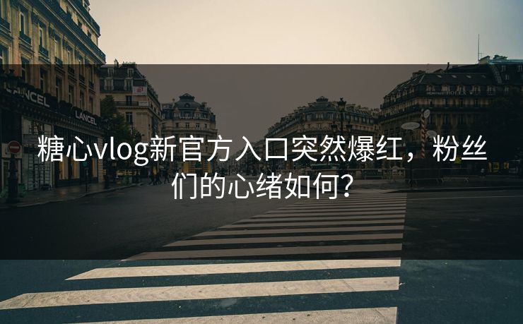 糖心vlog新官方入口突然爆红，粉丝们的心绪如何？