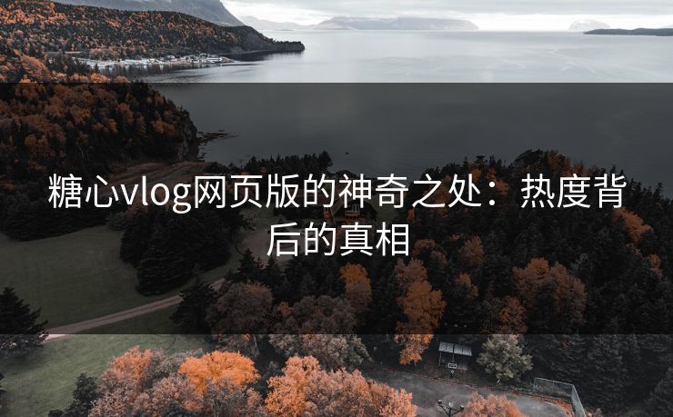 糖心vlog网页版的神奇之处：热度背后的真相