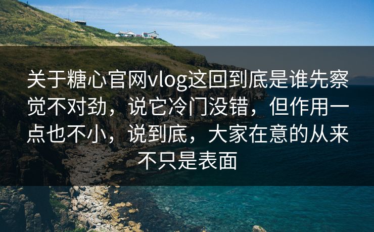 关于糖心官网vlog这回到底是谁先察觉不对劲，说它冷门没错，但作用一点也不小，说到底，大家在意的从来不只是表面