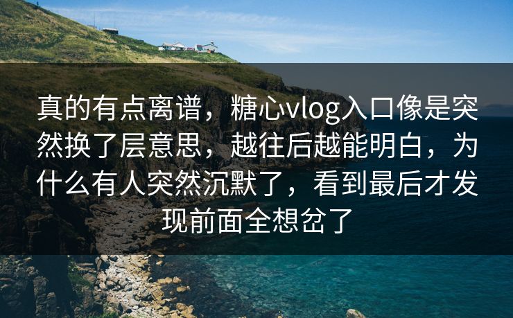 真的有点离谱，糖心vlog入口像是突然换了层意思，越往后越能明白，为什么有人突然沉默了，看到最后才发现前面全想岔了